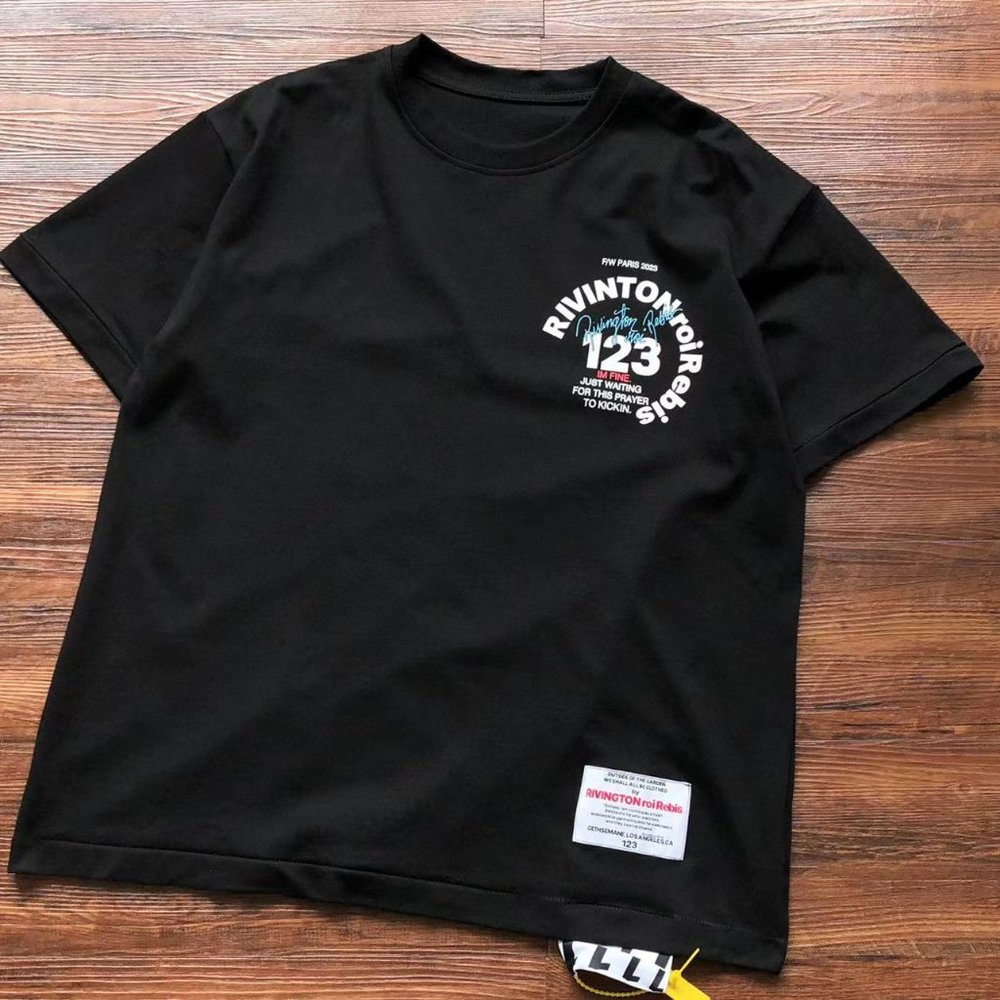 Rivingtonroi Rebis123 Black Short-Sleeved Letter Print T-Shirt